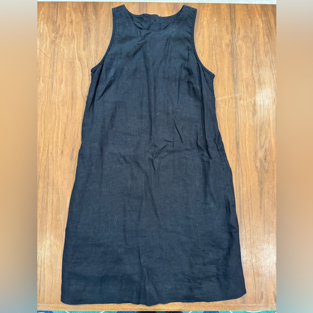 JCREW 100% linen black shift dress size XXS